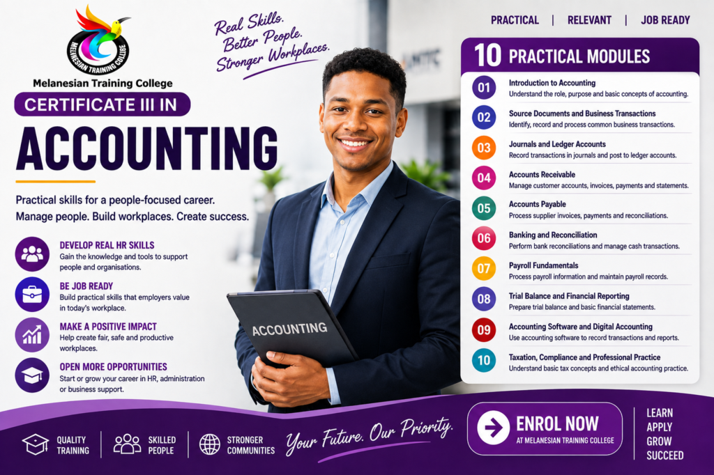 Certificate III in Accounting at Melanesian Training College