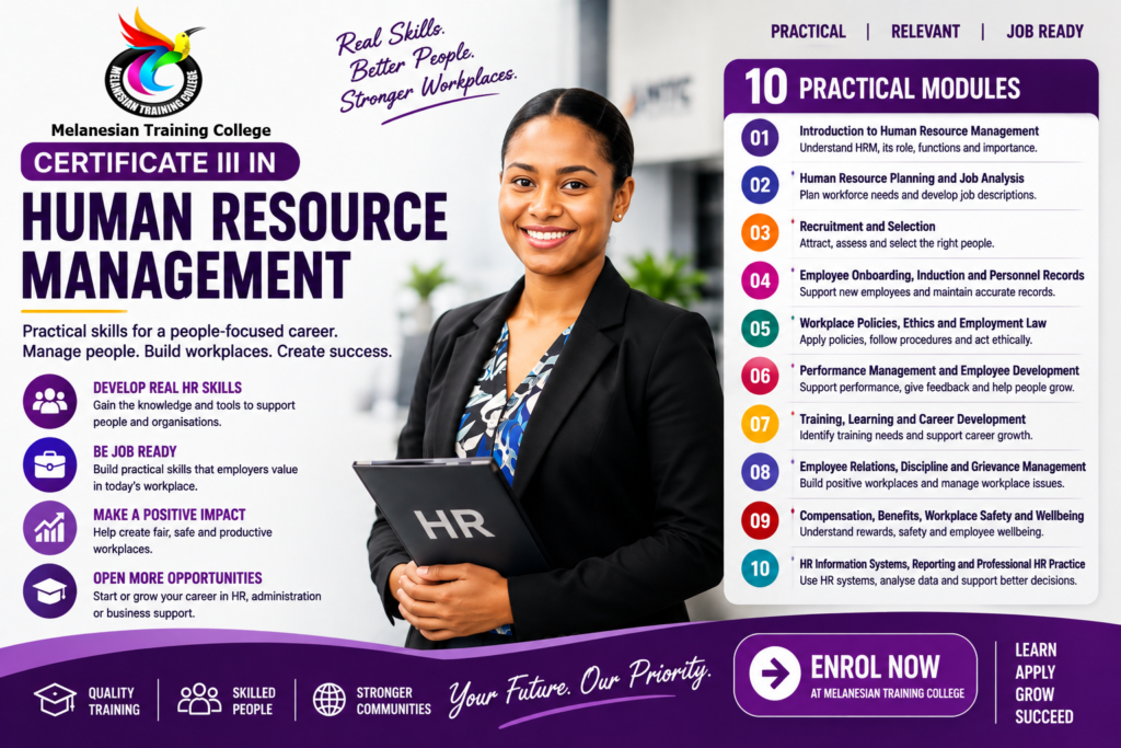 Certificate III in Human Resource Management at Melanesian Training College